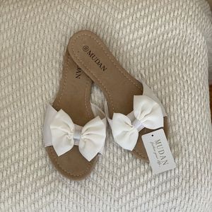 Mudan Sandals - White Bow